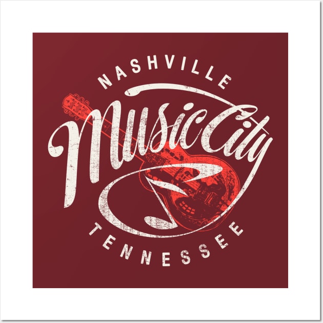 Nashville Music City USA Vintage Wall Art by Designkix